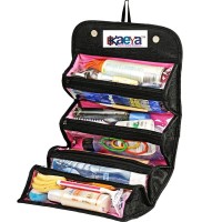 OkaeYa-Women Ladies Gents Girls Black Cosmetic/Make up/Jewelry/ Toiletry Roll-N-Go Roll up Fold-able Travel Bag Pouch Organizer